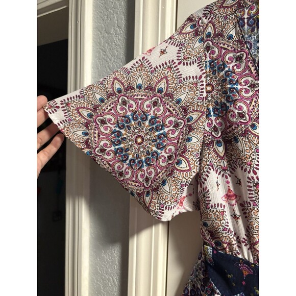 Altar'd State Maxi Dress Womens Medium Boho Floral Flutter Sleeve Festival Fairy - Picture 4 of 10